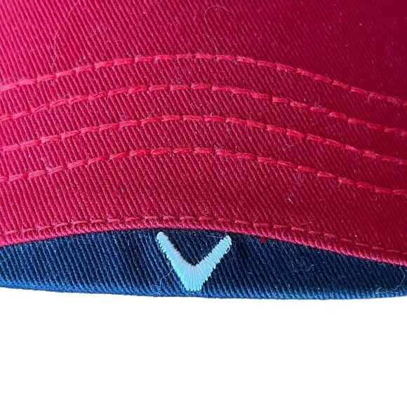 Callaway Golf Hat Red Baseball Cap Adjustable Strapback Hat USA Flag Embroidered - Picture 10 of 15